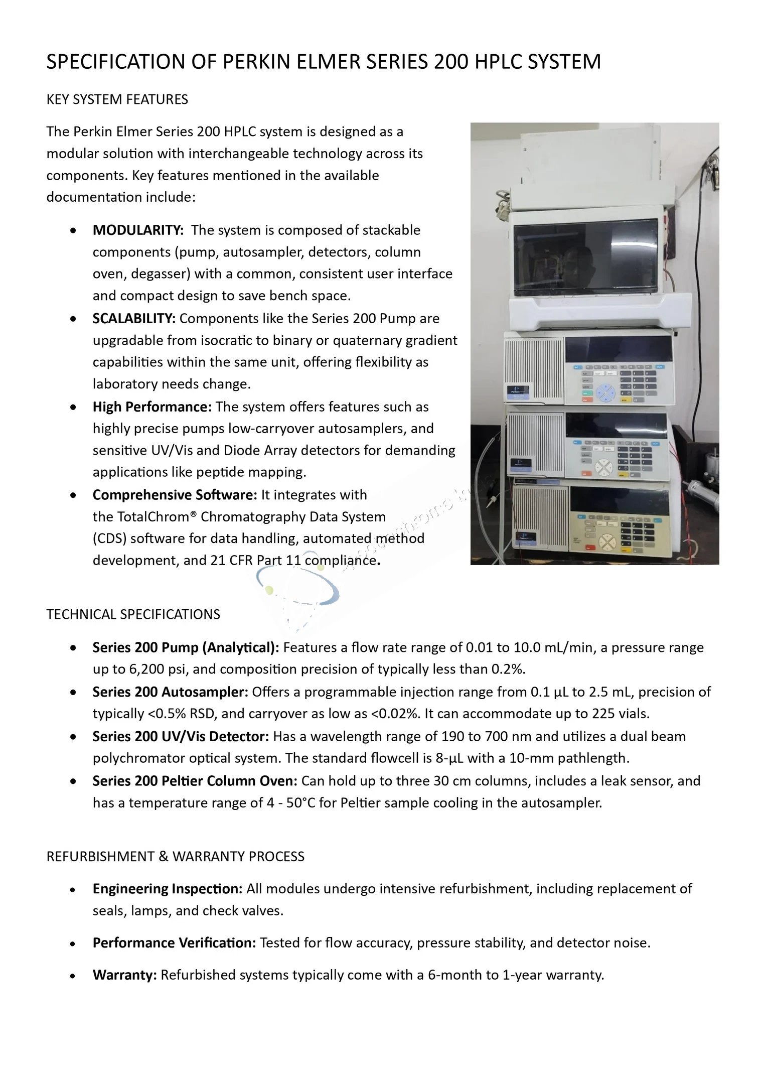 Refurbished Perkin Elmer® Series 200 HPLC System